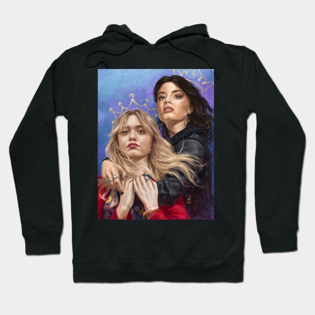 Maeve & Aimee Painted Portrait Hoodie by wolfgangleblanc